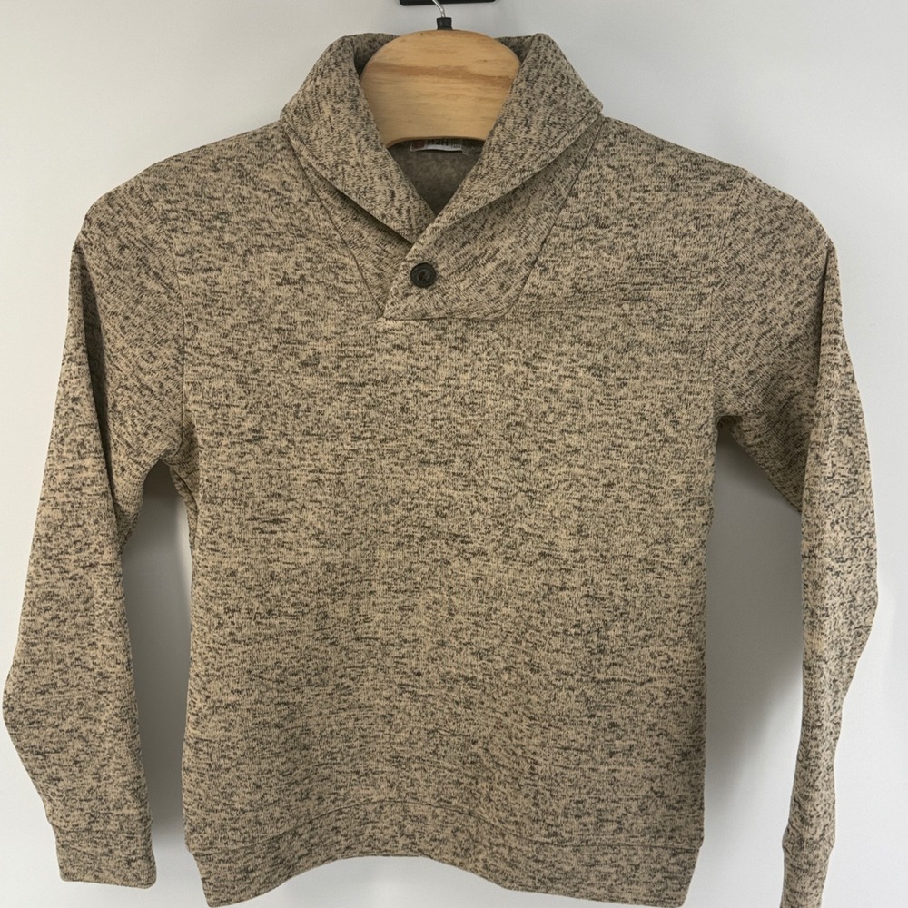 H2H Mens Shawl Collar Pullover Sweater Beige Tan Marled KMOSWL036 Size Medium